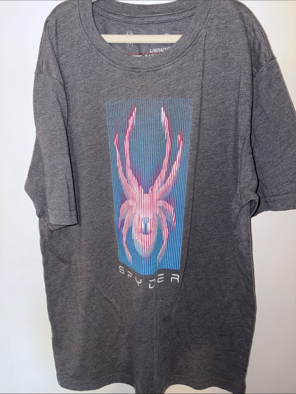 Spyder Gray Short-Sleeve Tee with Pink & Blue Spider Graphic